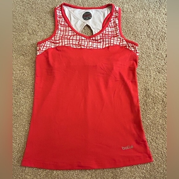 Bolle Tennis Top sz S Built in bra Red soft active athletic Racerback - Picture 2 of 7